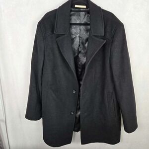 MICHAEL KORS Mens Black Wool Cashmere Blend Peacoat Overcoat Size 48R Lined 2XL